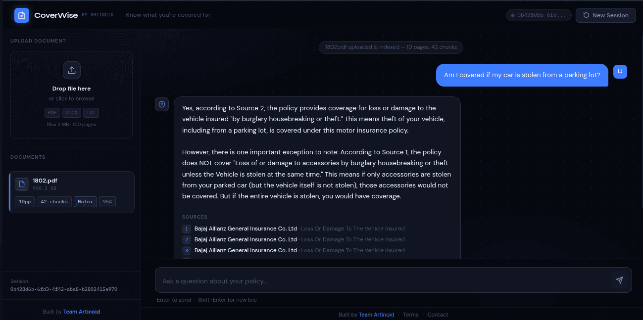 CoverWise — Product Screenshot
